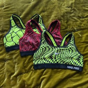 Lot of three (3) Nike Pro Sports Bras Small